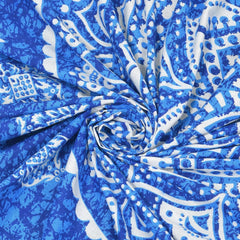 Pure 100% Cotton Double Bed Sheet With 2 Pillow Covers - 90 X 100 Inches, Blue & White | Beautifully Handcrafted Traditional Bedsheets - Skin Friendly Fabric
