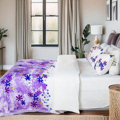 Printed Cotton Bedsheet For King Size With 2 Pillow Cover | 108 X 108 Inches, Purple & White | Wrinkle Free Soft Perfect For Everyday Use