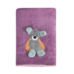 Urbanleaf Premium Microfiber Kids Bath Towels 300 Gsm | Quick Drying Towels For Unisex Kids Cartoon Print Baby Towel (Purple)