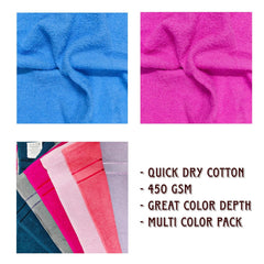 Cotton Bolls Textiles 100% Cotton Hand Towels 1200 Gsm | Ultra Soft, Highly Absorbent & Quick-Dry For Gym, Kitchen, Pool, Travel & Home Towel (Vibrant Multicolor) - Set Of 6