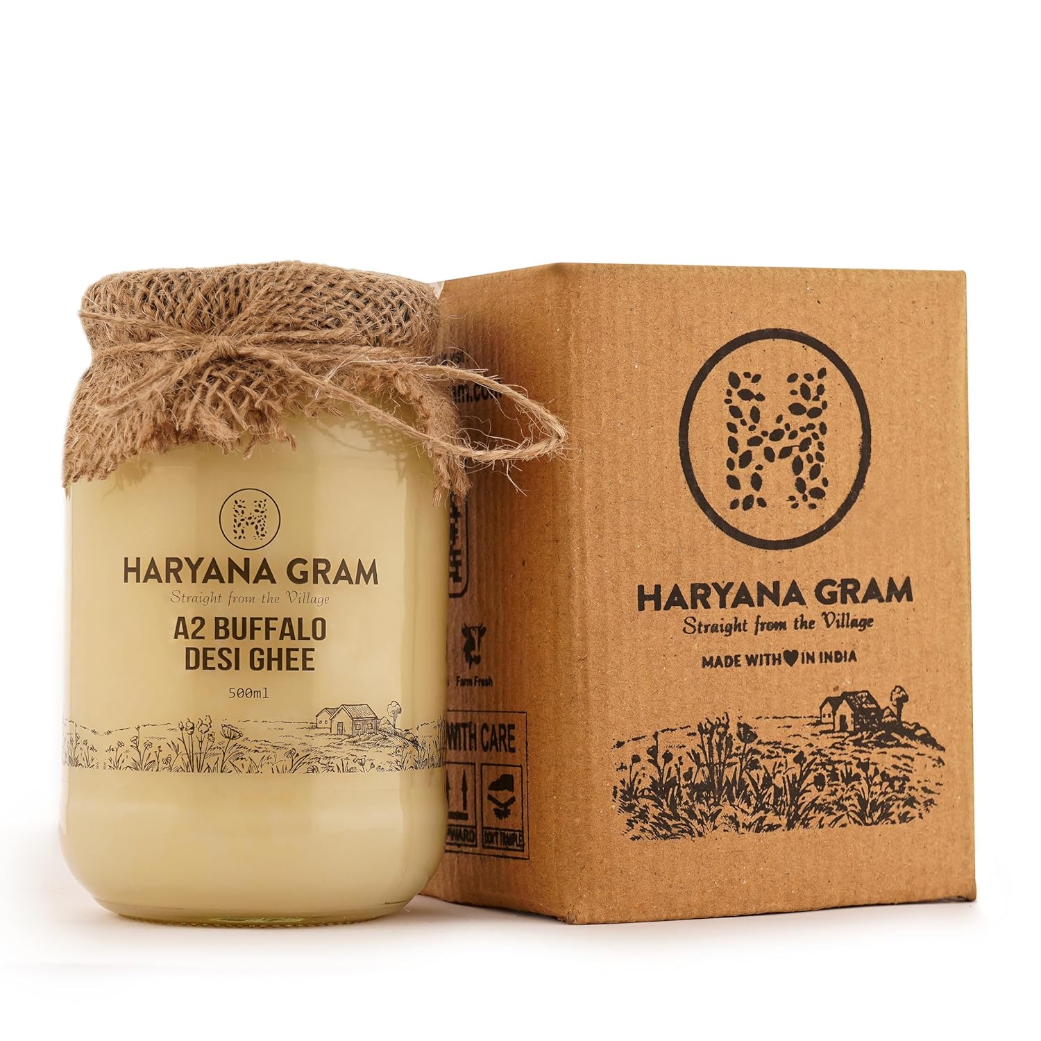 Pure A2 Buffalo Desi Ghee By Haryana Gram | Rich In Vitamin A, D & Minerals Healthy Desi Ghee Good For Taste | (500ml) 16.9 Ounce | Jar Pack Pure A2 Buffalo Desi Ghee By Haryana Gram | Rich In Vitamin A, D & Minerals Healthy Desi Ghee Good For Taste | (500ml) 16.9 Ounce | Jar Pack