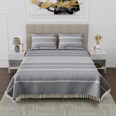 100% Cotton Double Bedsheet With Two Pillow Cover - Queen Size 90 X 100 Inches, Grey | Handloom Cotton Bedsheets For Double Bed | All Season Comfort