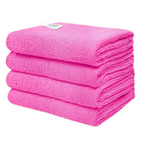 Softspun Microfiber Cloth Towel 350 Gsm | Multi-Purpose Super Soft Absorbent Cleaning Towels For Home, Kitchen, Car, Cleans - 4 Peice (Pink)