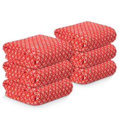 Kuber Industries Microfiber Bath Towel 2100 Gsm | Large Size Soft Quick Dry & Absorbent Shower Bath Towel (Circle - Red)- Pack Of 6