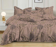 Printed Queen Size Double Bed Bedsheet With 2 Pillow Cover | 60 X 78 Inches, Beige & Black - Breathable, Stain & Wrinkle Resistant | All Around Elastic Fitted Bedsheet