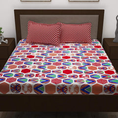 Microfiber Double Bedsheet With 2 King Size Pillow Covers - 88 X 100 Inches, Multicolor | Wrinkle Free & Breathable | Perfect For All Seasons & Everyday Use