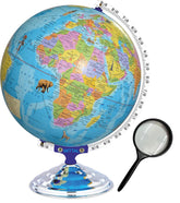 Globe 16 Inch Height, 12 Inch Diameter With Monuments Educational World Globe With 75mm Magnifying Glass Desk & Table Top Political Globe, Pack Of 1