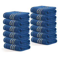 Kuber Industries Soft Cotton Face Towels 300 Gsm | For Men & Women | Easily Washable Pocket Towels & Workout Gym - Dark Blue (Pack Of 12)