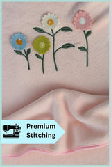 Divyam Floral Embroidered Bath Towel 350 Gsm | Premium Soft Microfiber Quick-Dry, Lightweight & Absorbent Towel With Pastel Daisy Design (Pastel-Pink)