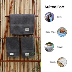 Bathriene 100% Bamboo Bath Towels 600 Gsm Large Size | Luxury Bath Towel Highly Absorbent, Super Soft, Quick Dry & Skin Friendly (Midnight Grey)