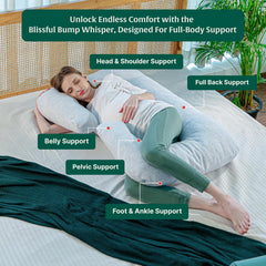 Full Body Pillow, C Shaped Pregnancy Pillow For Sleeping, Light Sky Blue | Maternity Pillow For Pregnancy Sleeping | Pregnancy Pillow For Women | Belly Support Pillow, Multi-Purpose Use