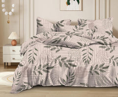 Super Soft Cotton King Size Bedsheet With 2 Pillow Cover + Comforter - 90 X 100 Inches, Beige | All Around Elastic Fitted | Skin Friendly & Long Lasting
