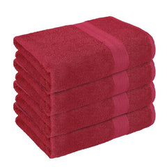 Bedspun Cotton Bath Towel 1600 Gsm | Gym, Workout, Super Soft Absorbent, Lightweight, Ultra Absorbent, Quick-Drying Towel (Wine Red) - 4 Pcs