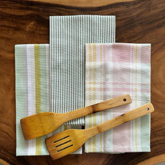 Oak & Lily 100% Cotton Kitchen Napkins Dish Towels 350 Gsm | Premium European Quality Washable, Large Size Kitchen Cloth For Roti, Cleaning, Drying | Geometric Patterns (Set Of 3)