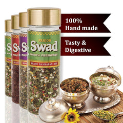 Panjon Swad Mouth Freshner Coloured Saunf, Royal Fresh Mix, Roasted Saunf, Shahi Navratan Mix 2kg, (500gm *4) | Jar Pack
