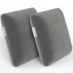 Memory Foam Square Cushion Pillow, For Car, Sofa & Diwan, Bed, Chair, Grey - 12 X 12 X 4 Inch | Highly Durable, Hypoallergenic, Velvet Cover, Furniture Cushion, Multipurpose Use - Pack Of 2