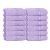 Boutiquo Ultra Soft 100% Cotton Washcloths 1800 Gsm | Contains Face Cloths Compact & Lightweight Multi Purpose Washcloths - Purple (12 Piece)