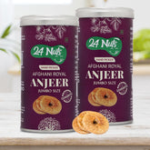 Natural Afghani Royal Jumbo Size Anjeer By 24 Nuts 500gm, (250gm*2) Each | Exclusively Fresh Healthy Special Figs Tin Jar | 17.6 Ounce