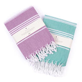 Haber Premium Basic Large Size 100% Cotton Towel 600 Gsm | Soft, Absorbent & Comfortable Quick Dry Bath Towels - Plum & Mint (2 Pcs)