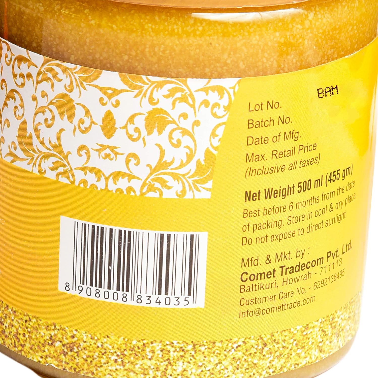 Pure Organic Cow Ghee By Gold Touch | Good Source Of Energy & Healthy Nutrients Desi Cow Ghee | (500ml) 16.9 Ounce | Jar Pack Pure Organic Cow Ghee By Gold Touch | Good Source Of Energy & Healthy Nutrients Desi Cow Ghee | (500ml) 16.9 Ounce | Jar Pack