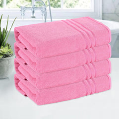 Kuber Industries Bath Towel 1800 Gsm | Towel For Bath, Gym, Travel & Beach | Plain Lining (Pink)- Pack Of 4