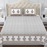 100% Cotton King Size Bedsheet For Double Bed With 2 Pillow Cover - 108 X 108 Inches, Brown & White | Extra Soft & Wrinkle Free | Perfect Gifting Wedding, Housewarming Or Festival