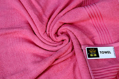 Comfigifts 100% Cotton 2 Bath & 2 Hand Towels 1400 Gsm | Soft, Absorbent, Lightweight Towels With Computerized Embroidery (Pink D1)