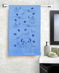 Jbg Home Store Kids Bath Towel 500 Gsm | Premium Microfiber Quick Drying Towels For Babies, Cartoon Print Wash Dry Cloth Towel (Purple & Blue Bear) - 2 Pcs