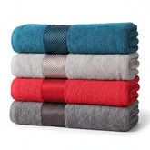 Fash Home International 100% Cotton Bath Towel 2 Kg | Highly Absorbent Super Luxury Large Couple Bath Towel Set (Grey, Beige, Teal & Red) - Pack Of 4