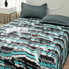 Bedsheets For Double Bed With 2 Pillow Cover - 92 X 98 Inches, Grey & Black | Satin Finish Microfiber Queen Size Bedsheet | Skin Friendly & Breathable Fabric