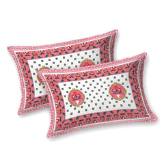 Sanskriti Bedsheet For Double Bed King Size With 2 Pillow Cover - 90 X 108 Inches, Mute Pink & White | Soft, Durable & Stylish | Breathable & Skin-Friendly