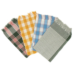 Spillbox Soft Cotton Hand Towel 800 Gsm | Use For Face, Kitchen, Dish Cloth Quick Absorption & Faster Drying (Black, Yellow, Blue & Green)- Pack Of 4