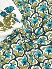 Mafatlal Madhuban Premium Waffle Cotton 1 Bath & 4 Hand Towel 900 Gsm | Hand Block Printed Floral Design Towel (Heavenly) - 5 Pcs