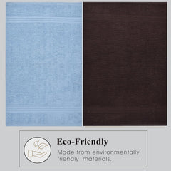 Fresh From Loom Luxury Fur Collection Hand Towel 500 Gsm Napkins Cotton High Absorbency Double Stitched Size (Aqua & Coffee) - Set Of 4