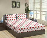 100% Cotton King Size For Double Bedsheet With 2 Pillow Covers - 72 X 78 Inches, Grey & Red | Durable & Long Lasting Fabric, Easy Hand & Machine Wash