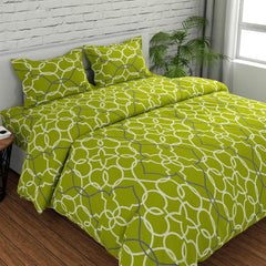 King Size For Bedsheet With 2 Pillow Covers - 108 X 108 Inches, Green | Cotton Fabric Suitable For Bedsheet | 144 Thread Count