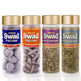 Panjon Swad Mukhwas Roasted Saunf, Imli Ram Ladoo, Royal Fresh Mix, Khatta Meetha Aam Papad 440gm, (110gm *4 Bottles)