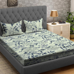 Elastic Fitted Bedsheet For Queen Size With 2 Pillow Cover - 72 X 78 Inches, Cream | Super Soft Brushed Durable Fabric