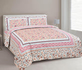Traditional Rajasthani Design Bedsheet With 2 Pillow Covers - 90 X 108 Inches, Peach & Pink | Color Fade Resistant & Shrinkage Resistant For All-Season Use