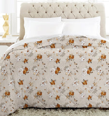 1 Double Bedsheet & 2 Pillow Covers With 1 Comforter Set - 90 X 100 Inches, Off White & Brown | Super Soft Glace Cotton King Size - 4 Pcs Bedding Set | Perfect Gifts Set Wedding, Anniversary