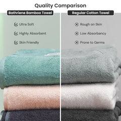 Bathriene 100% Bamboo Large Size Bath Towel 1200 Gsm | Luxury Bath Towel Highly Absorbent, Ultra Soft & Anti Microbial (Midnight Grey & Garden Green) - Pack Of 2