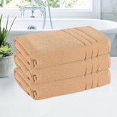 Kuber Industries Bath Towel 1350 Gsm | Towel For Bath, Gym, Travel & Beach | Plain Lining (Light Brown)- Pack Of 3