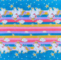 Kids Double Bedsheet With 2 Matching Pillow Covers - 86 X 90 Inches, Multicolor | Cartoon Rainbow Print Cotton Bedsheet - Soft & Vibrant Bedding Set For Girls