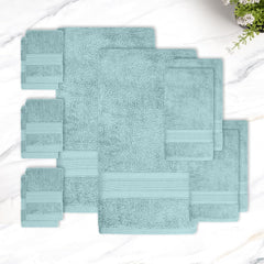 Trident Soft Comfort Air Rich Bath Towels 500 Gsm | 100% Cotton Towel, Super Soft, Highly Absorbent 12 Pieces Towel Set (Nile Blue)