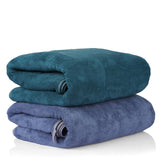 Glivary Microfiber Bath-Soft Towels 640 Gsm | With Hook Quick Dry Super Absorbent-Bath Towel For Men & Women (Greenish Blue/Dark Blue) | Pack Of 2