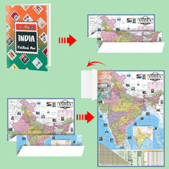 Educational Globe - 7 Inch Height Metal Base + India Political Map (70 X 100 Cm) - Home & Office Decor World Globe For Gifting, Decorating & Learning