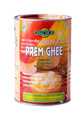 100% Pure Agmark Desi Ghee By Prem Ghee | Healthy & Traditionally Prepared Curd-Churned Ghee Good For Halwa | (1 Litr) 33.8 Ounce | Tin Pack