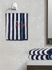 My Milestones 100% Cotton Hand Towel 400 Gsm | Ultra Soft Attractive Embroidery Appliques Cotton Soft, Absorbent Hand Towel Perfect For Face (Set Of 2)- Navy/White