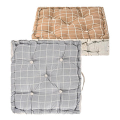 Soft Cotton Chair Cushions For Sitting, Button Pillow, Printed - Brown & Light Grey | For Office Work & Posture Support | Sitting Cushion & Back Rest For Chair | Pain Relief - Pack Of 2