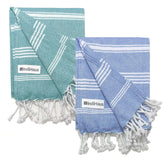 Indihaus Premium Large Cotton Bath Towels 380 Gsm | Soft, Absorbent & Comfortable Large Size Bath Towels | Set Of 2 (Blue & Ocean)